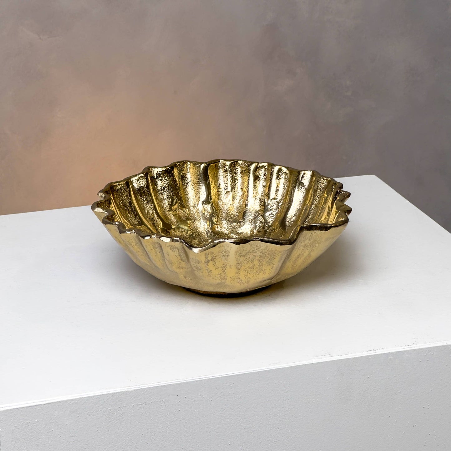 Ruffled Gold Aluminum Bowl
