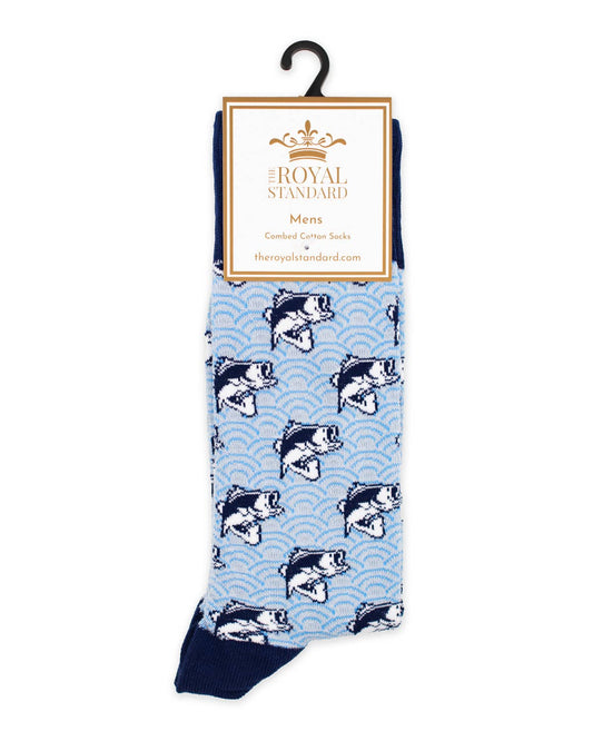 Men's I'd Rather be Fishing Socks   Navy/Aqua/White   One Size