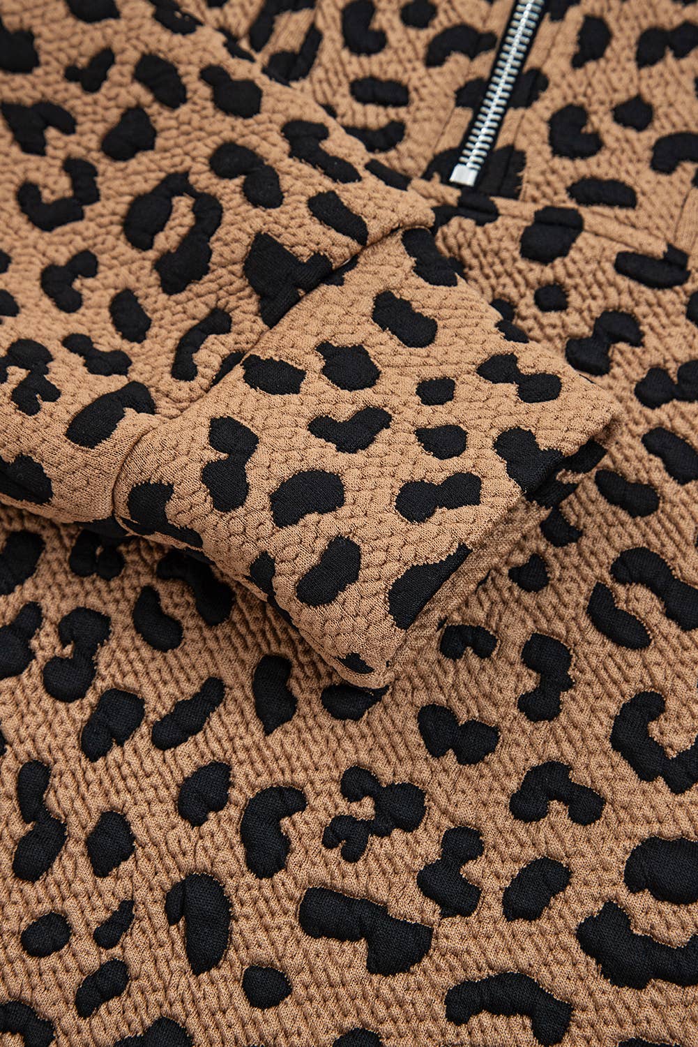 Leopard Print Quarter Zip Sweatshirt