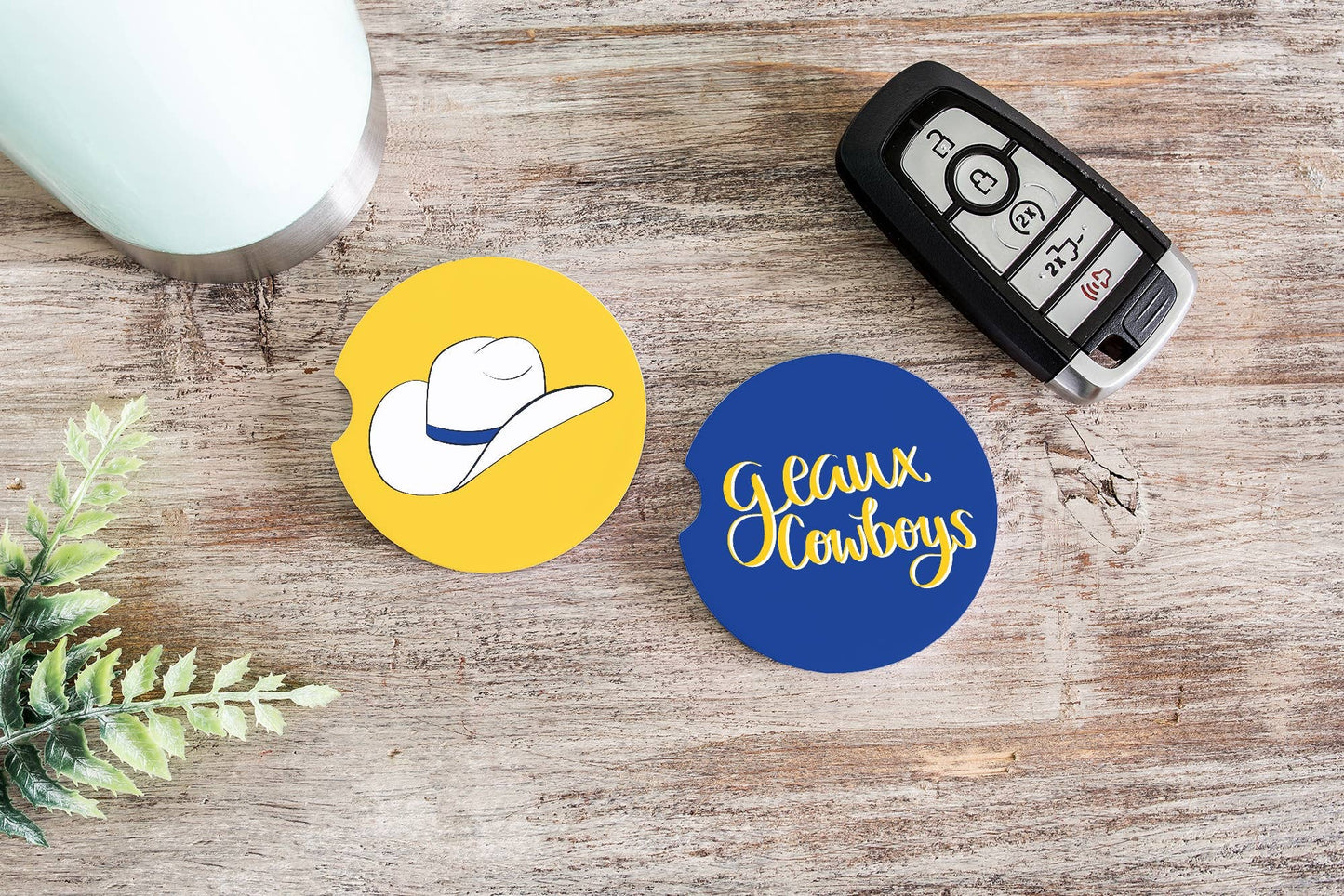 Geaux cowboys mcneese inspired car coasters 