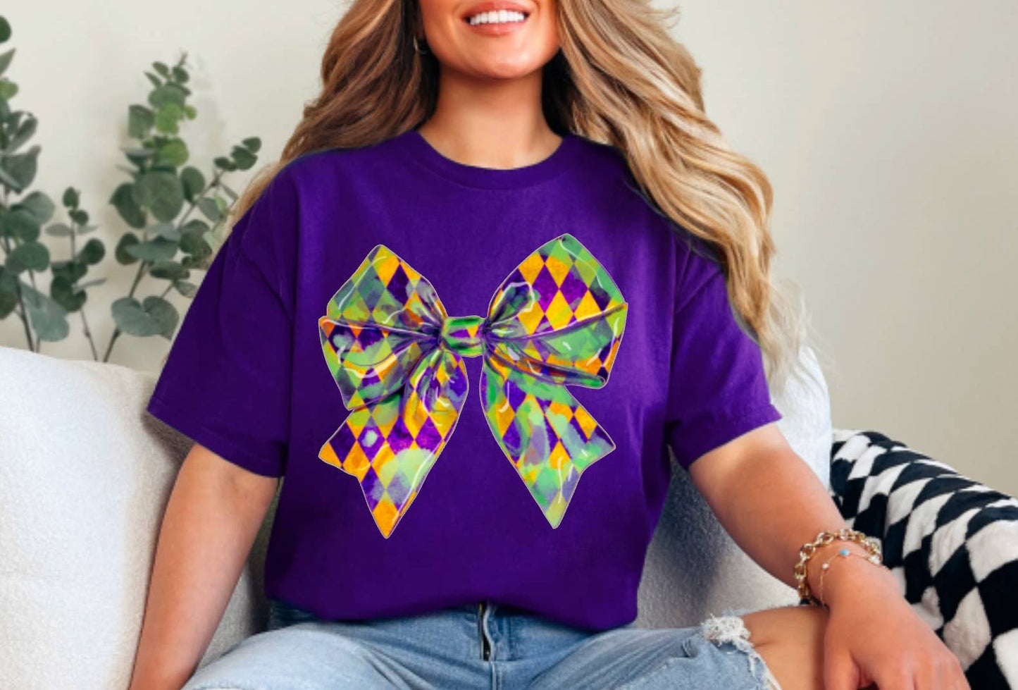 Mardi Gras Coquette Bow Tee 