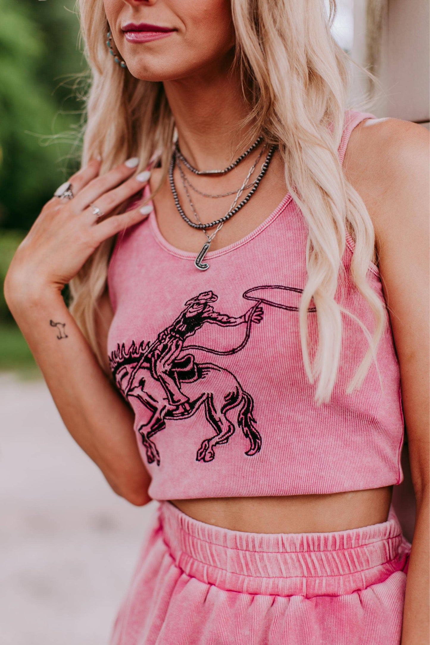 MK428 Bronc Bustin Weekend 2 Piece Crop Set - Pink