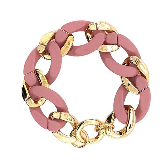 Gold and Pink Chain 7.5" Bracelet