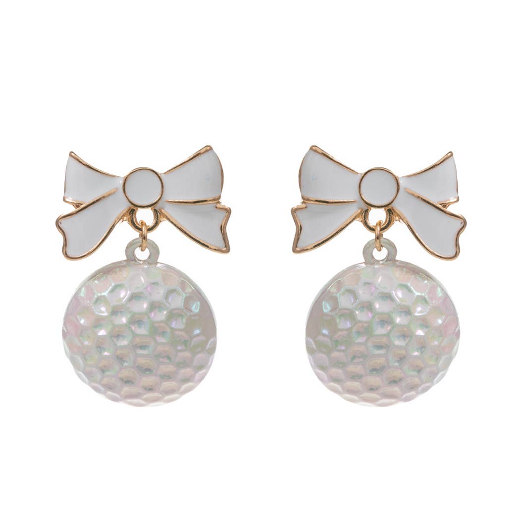Golf Ball with Bow Earrings