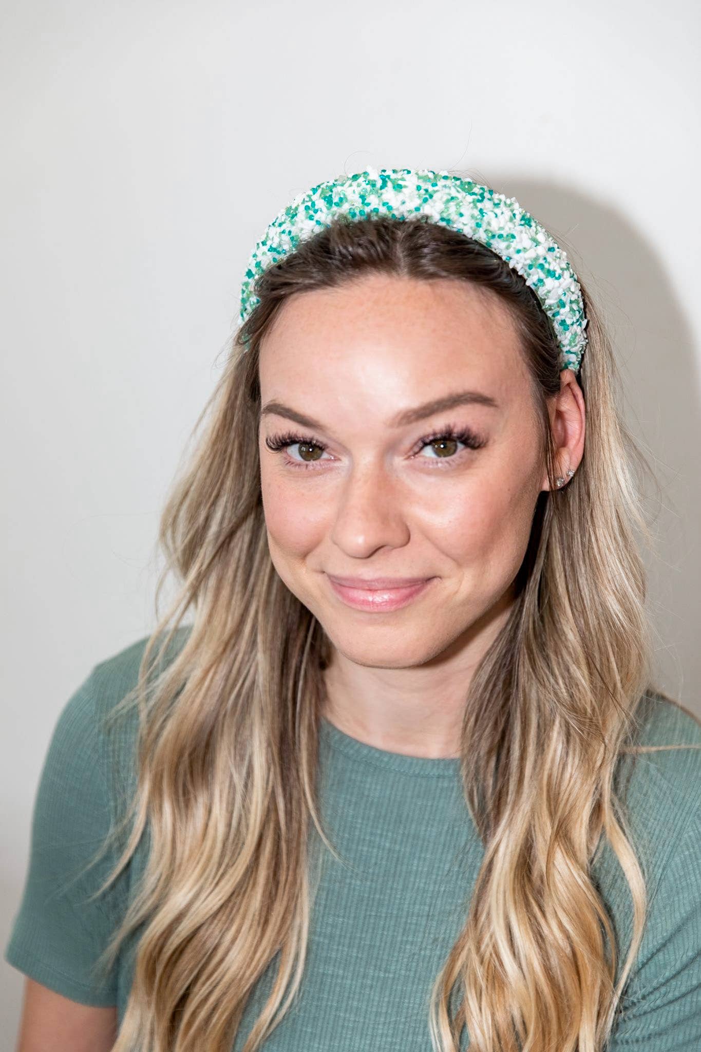 All That Glitters Headband -  Teal + White