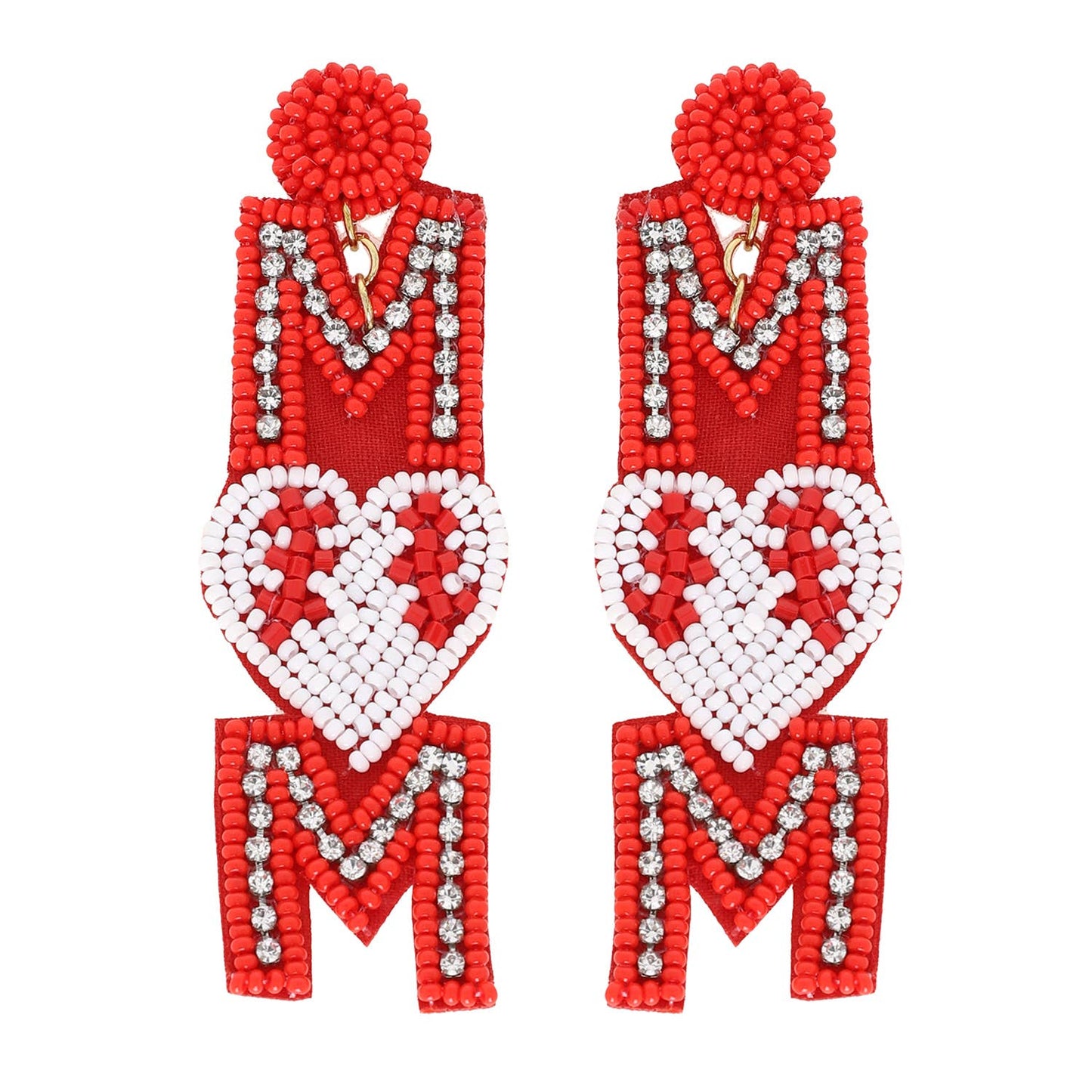 Sport Mom Crystal Beaded Embroidery Earrings