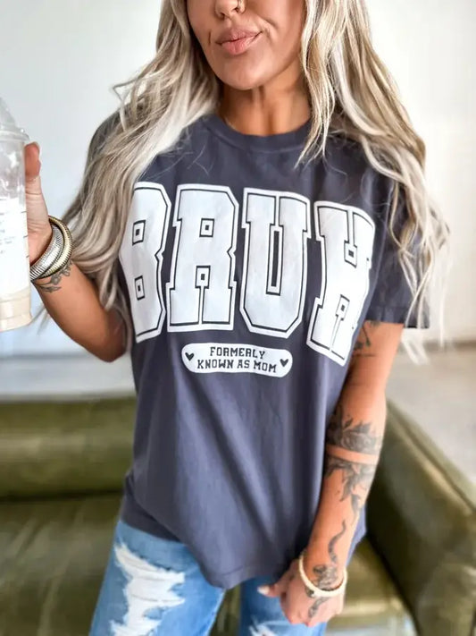 Bruh Formerly Known As Mom Graphite Puff Graphic Tee