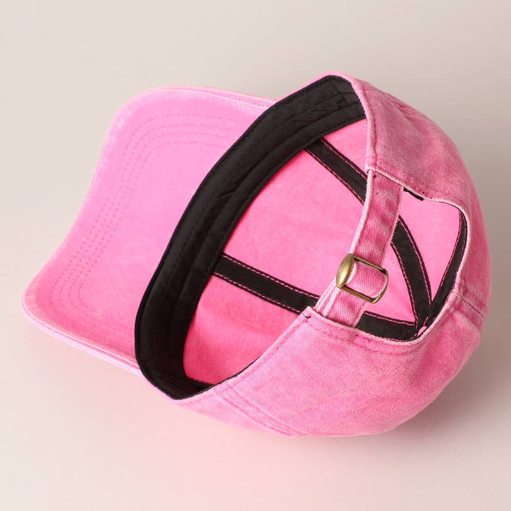 Fuzzy Pink Bow Patch Cotton Baseball Cap