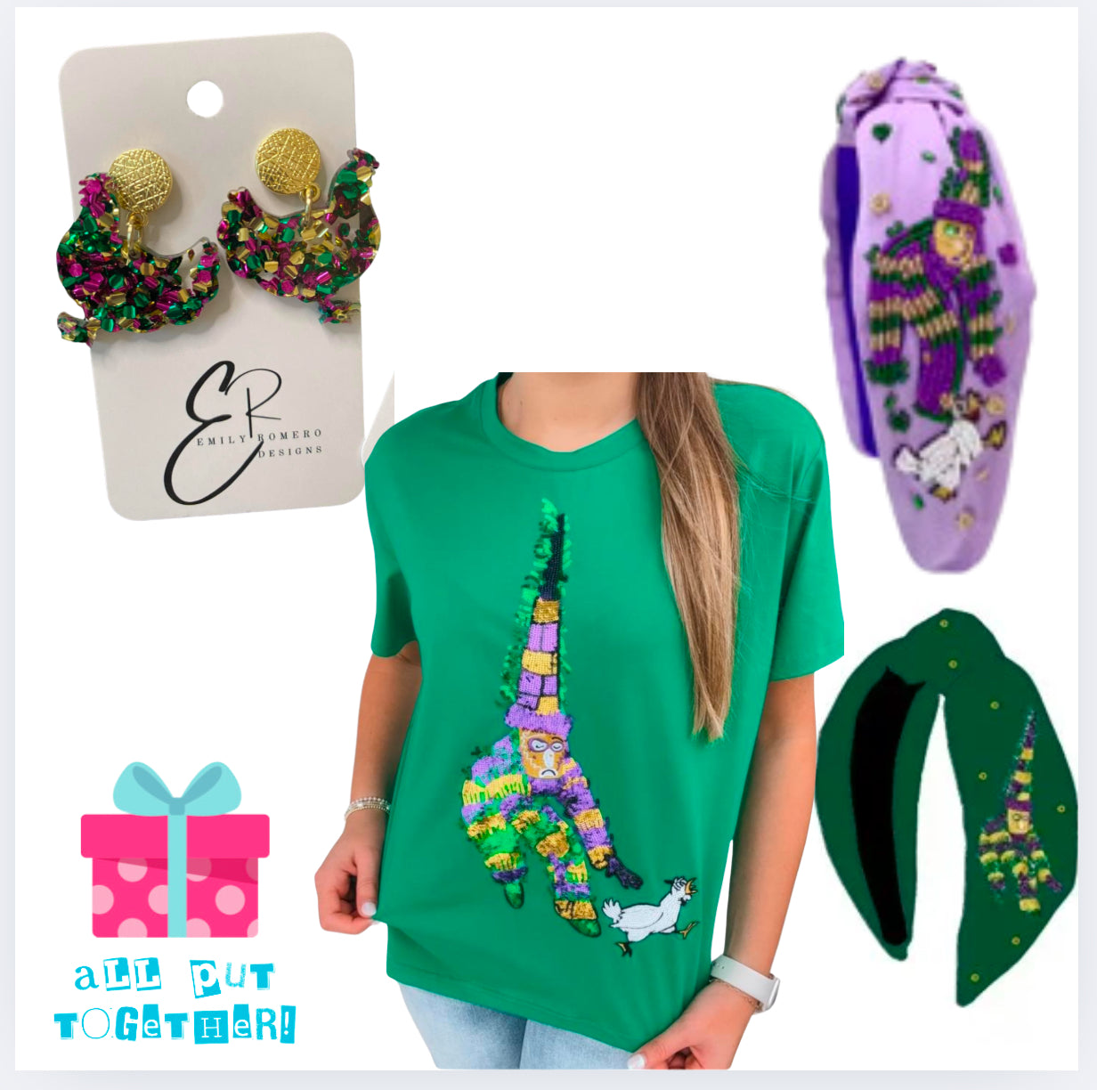 Sequin Chicken Run Mardi Gras Headband