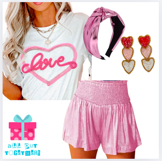 White Valentine Love Tinsel Graphic T-shirt