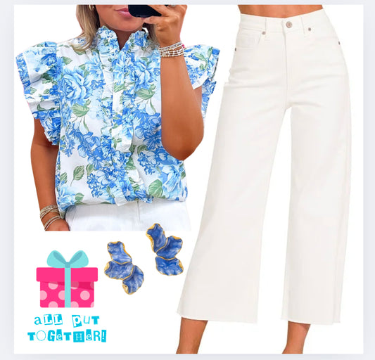 High Rise Wide Leg Cropped Jeans