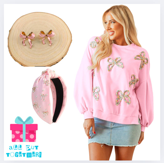 Embroidered Bow Sweatshirt