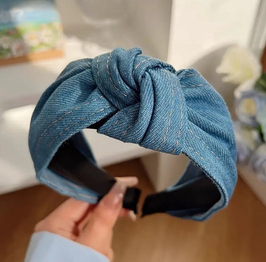 Knotted Denim Headband