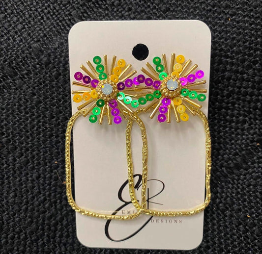 Mardi Gras Burst Earrings