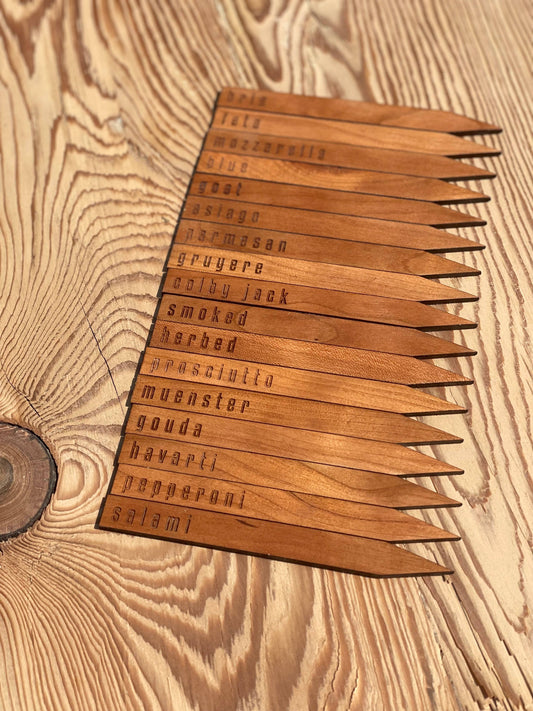 Charcuterie Wooden Meat + Cheese Picks // Engraved // Cherry