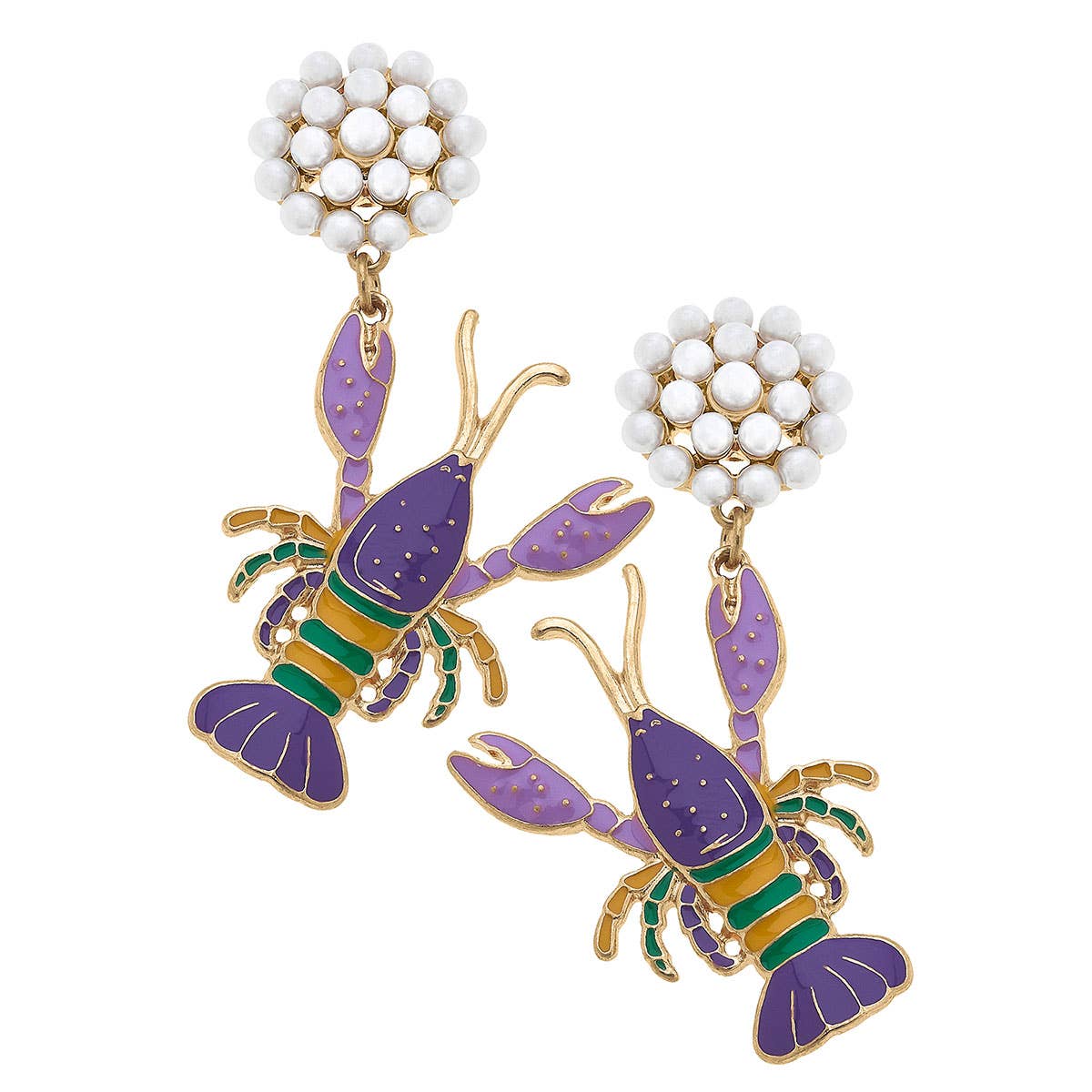 Mardi Gras Crawfish Earrings