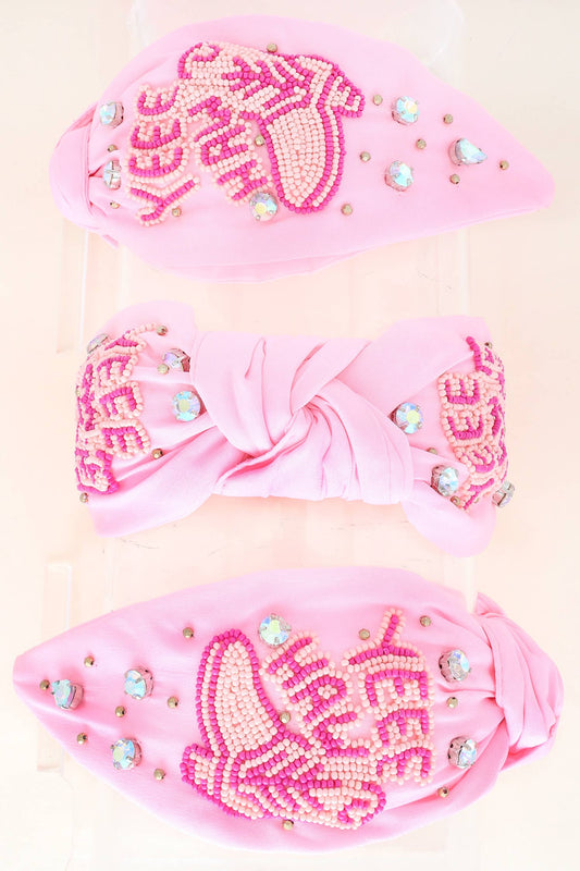 Beaded "Yee Haw" & Cowboy Boot Knotted Headband