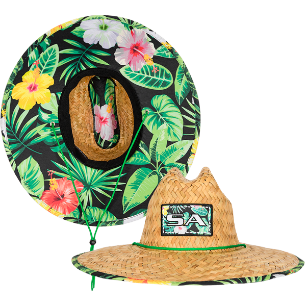 Under Brim Straw Hat | Hawaiian Floral﻿ 2.0