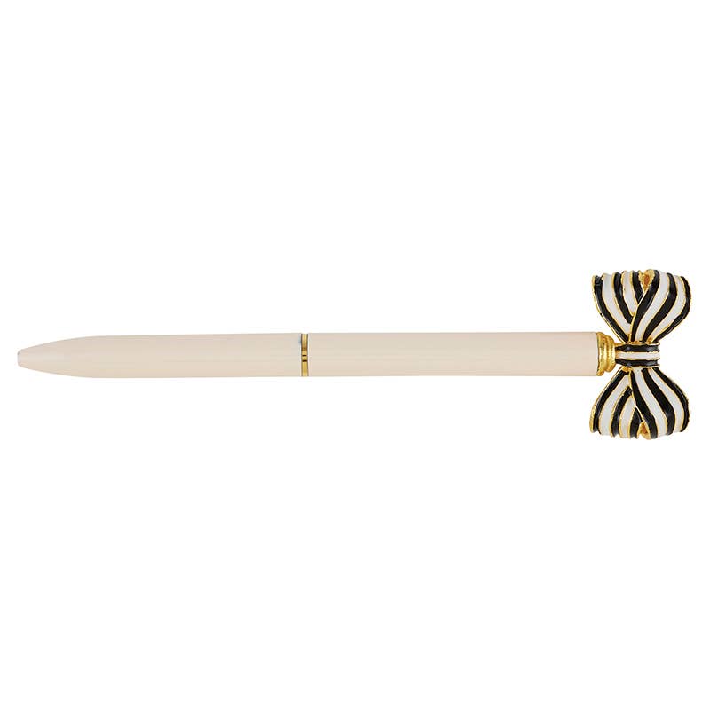 Striped Bow Pen - Blush