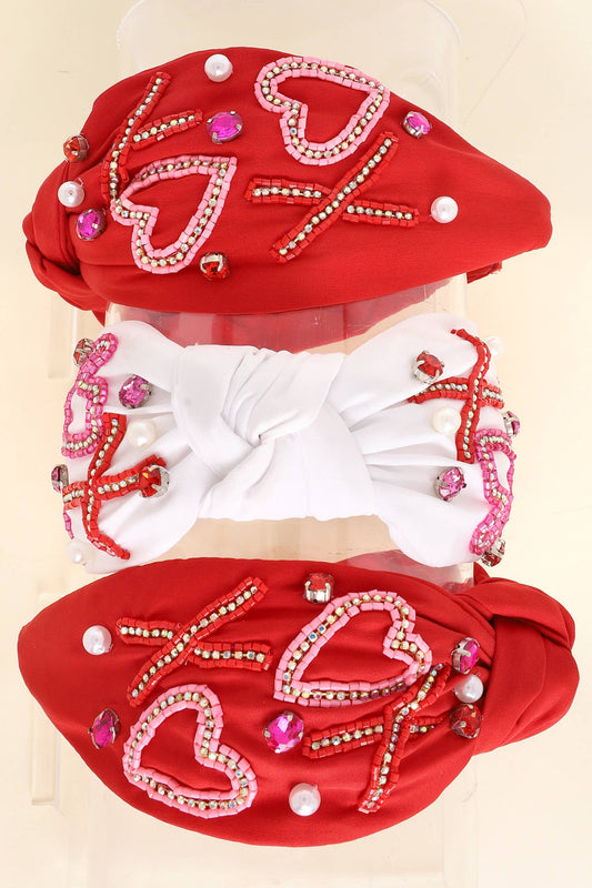 XOXO Valentine's Day Beaded Headband