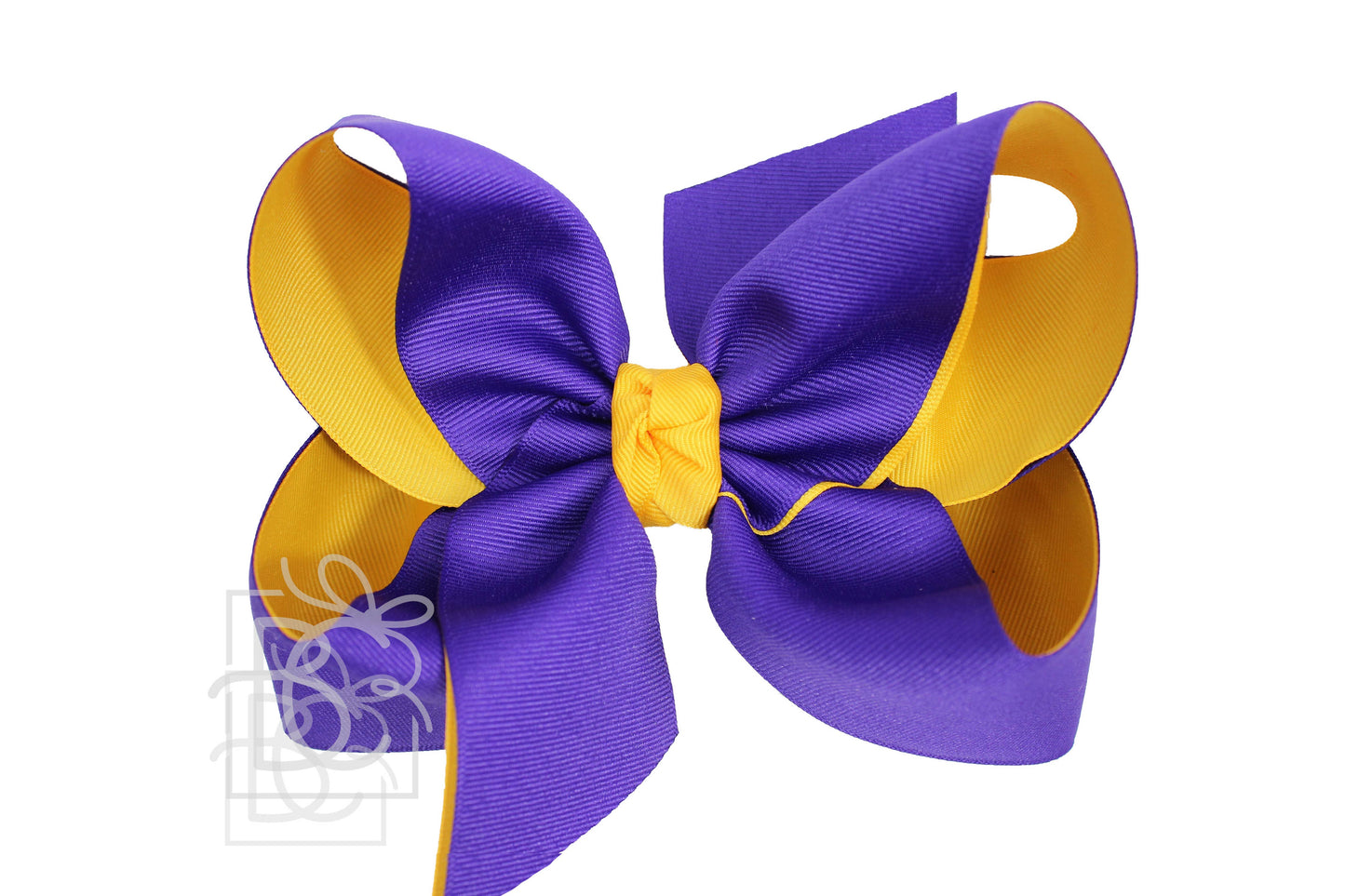 Layered Grosgrain Bow (Purple & Yellow Gold)