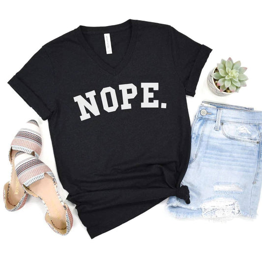 Nope V-Neck Graphic Tee