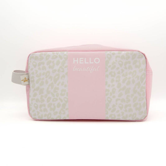 Hello Beautiful Cosmetic Bag   Overcast/Barely Pink   10x6x4