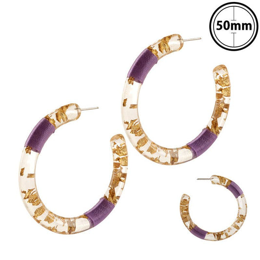 Clear Acrylic Gold Fleck/Purple Hoop