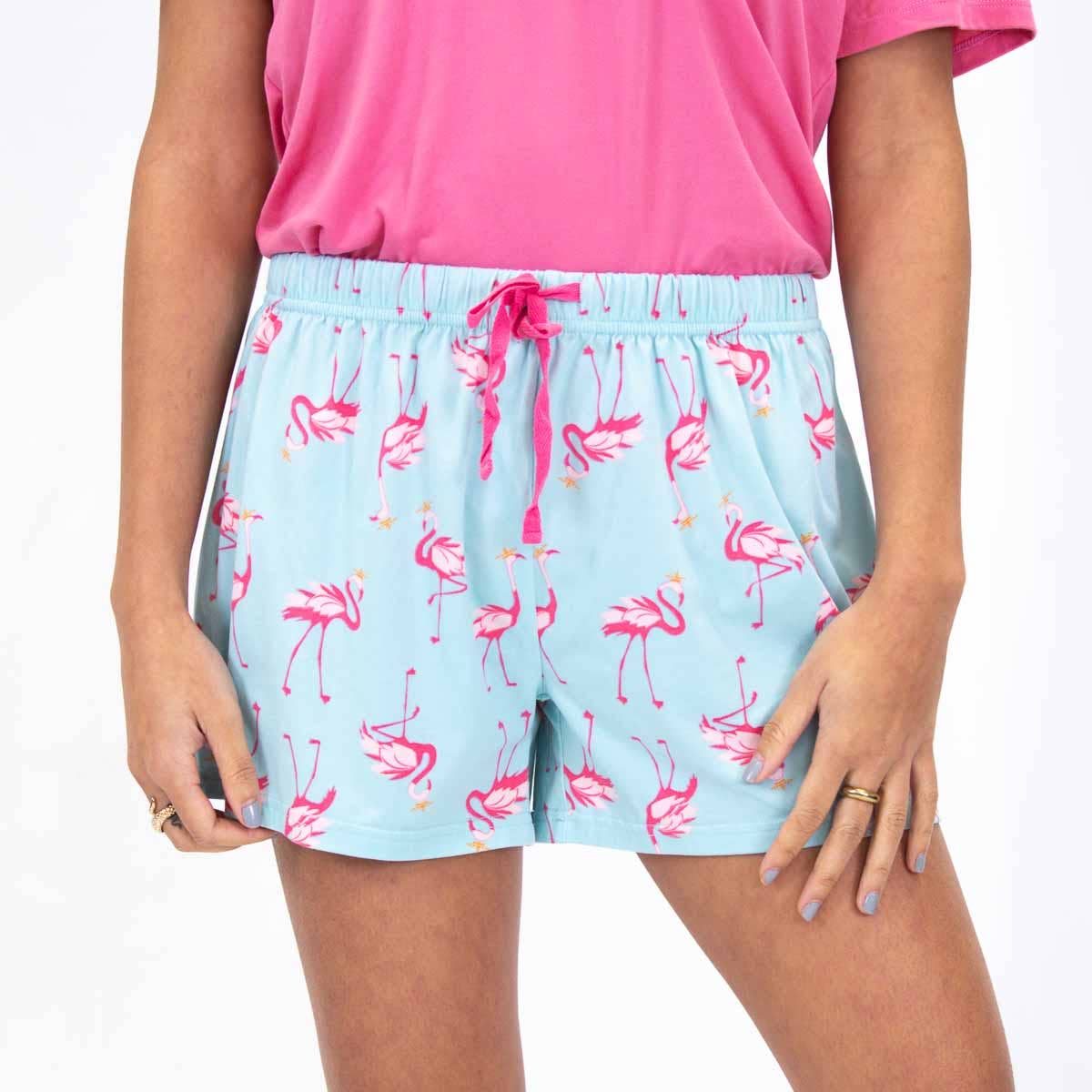 Flamingle Sleep Shorts   Blue/Hot Pink   -Asst.