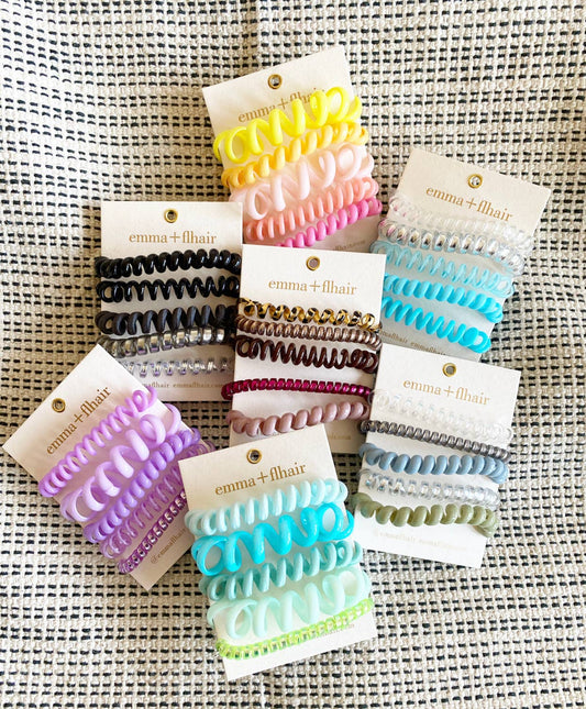 5 Pack Assorted Coil Hair Tie Set on Branded Card