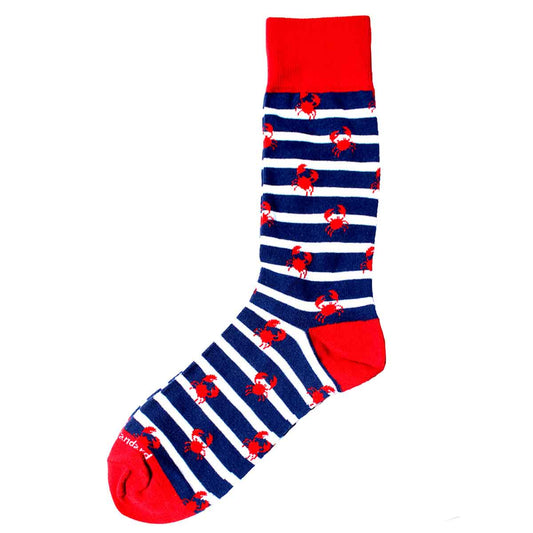 Men's Crab Socks   Navy/White/Red   One Size