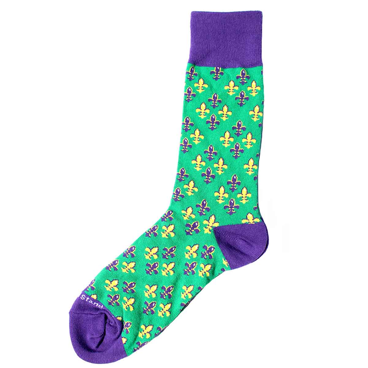 Mardi Gras Men's Bon Temps Socks   Green/Purple/Yellow   One Size