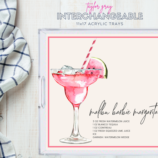 11x17 Acrylic Tray with COCKTAILS insert set of 10