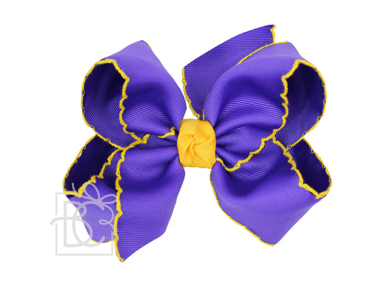 Crochet Edge Bows  (Purple & Yellow Gold)