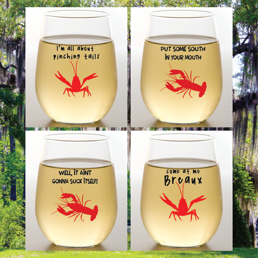 CRAWFISH Shatterproof Wine Glasses