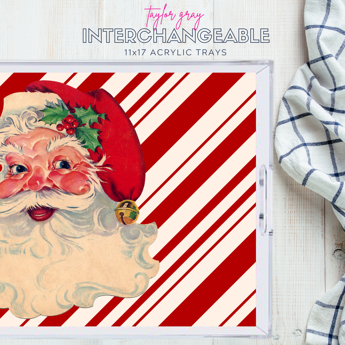 11x17 Acrylic Tray with CHRISTMAS insert set of 10