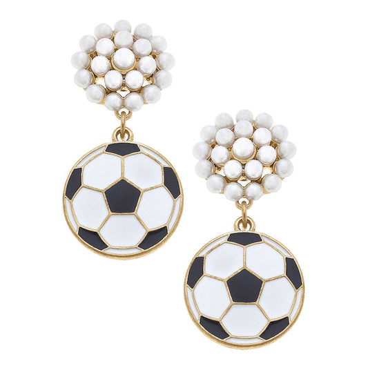 Soccer Ball Pearl Cluster Earrings